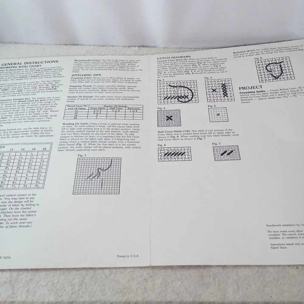 Leisure Arts Friendship Quilts Paula Vaughan Cross Stitch Pattern Leaflet 854